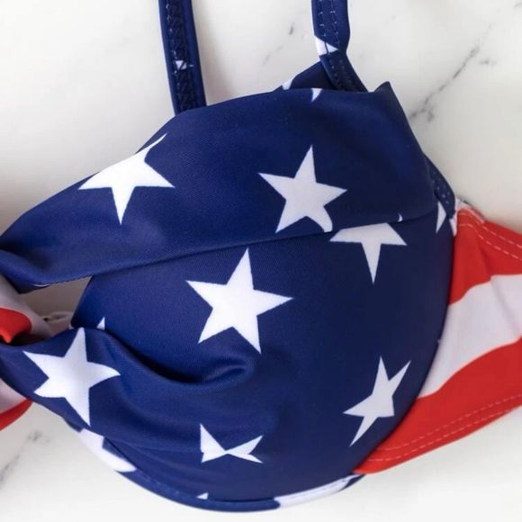 American Flag Twist Push Up Bikini Set - Picture 5 of 5